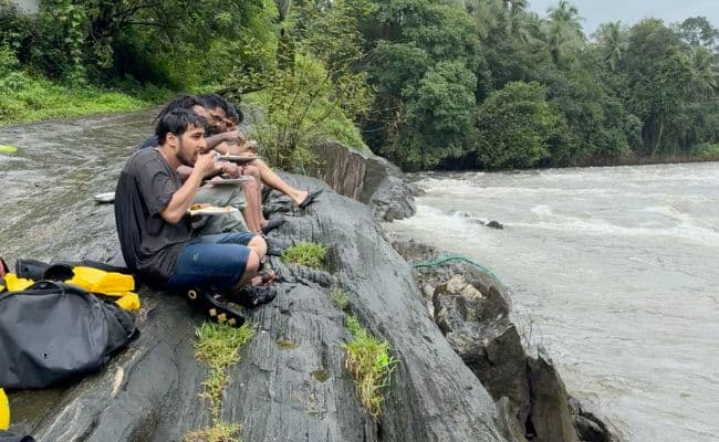Enjoying tasty food with river view