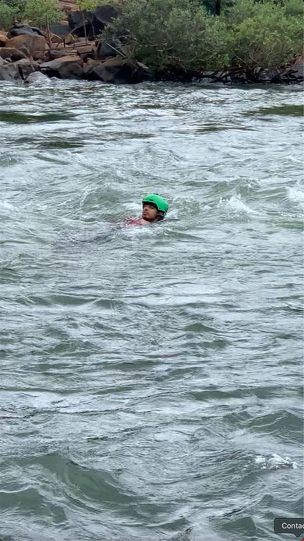 White water swimming practice