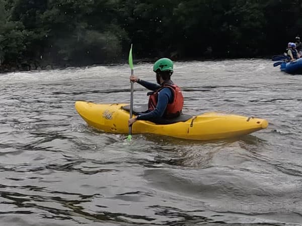 Learners practicing paddling